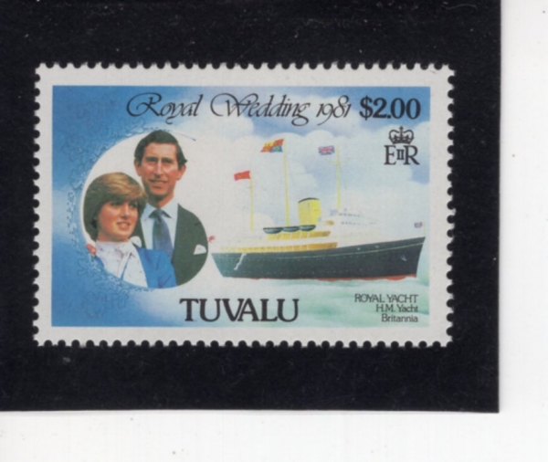 TUVALU(���߷�)-#161-$2-PRINCE CHARLES, LADY DIANA, ROYAL YACHT CHARLOTTE(���� ����, ���ֳ̾� ����, �ս� ��Ʈ ����)-1981.7.10��