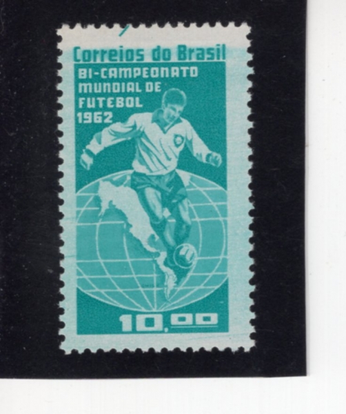 BRAZIL(�����)-#949-10cr-1962 WORLD CUP SOCCER CHAMPIONSHIPS, CHILE AND SOCCER PLAYER(1958�� FIFA ������, �౸����)-1963.1.14��