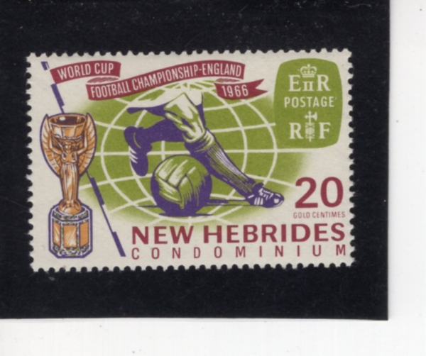 NEW HEBRIDES, BRITISH(����긮��)-#116-20c-1966 WORLD SOCCER CHAMPIONSHIPS, GREAT BRITAIN AND SOCCER PLAYER(1966�� FIFA ������, �౸����)-1966.7.1��