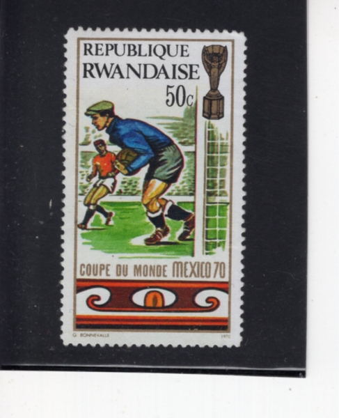 RWANDA(���ϴ�)-#337-50c-9TH WORLD SOCCER CHAMPIONSHIPS, MEXICO AND GOAL KEEPER(1970�� FIFA ������, ��Ű��)-1970.6.15��