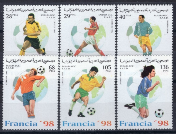 SAHARAUI(���϶� �ƶ� ���� ��ȭ��)-#NO(6��)-1998 WORLD SOCCER CHAMPIONSHIPS, FRANCE AND SOCCER PLAYERS(1970�� FIFA ������, �౸����)-1996��