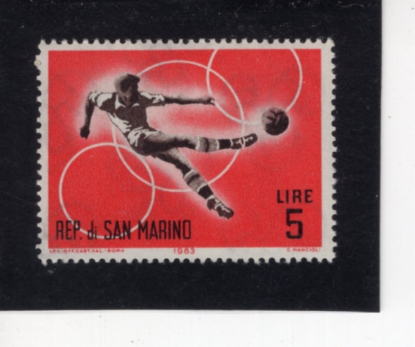 SAN MARINO(�긶����)-#576-5 I-1964 SUMMER OLYMPIC GAMES, TOKYO AND SOCCER PLAYERS(1964�� �ϰ� �ø���, �౸����)-1963.9.21��