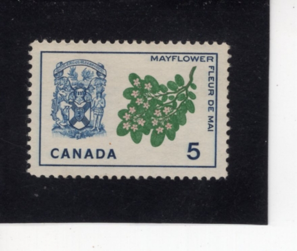 CANADA(ĳ����)-#419-5c-WHITE GARDEN LILY AND ARMS OF QUEBEC(������ ĭ���, ���� ����)-1964.6.30��