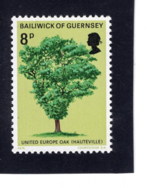 GUERNSEY(����)-#125-8p-UNITED EUROPE OAK, HAUTEVILLE(���丣 ������ ����,��Ʈ�� �Ͽ콺)-1975.6.6��