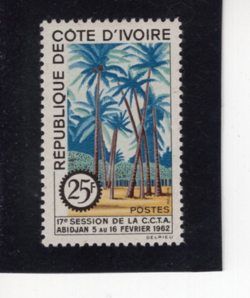 IVORY COAST(���̺��� �ڽ�Ʈ)-#196-25fr-PALMS(���ڼ�)-1962.2.5��