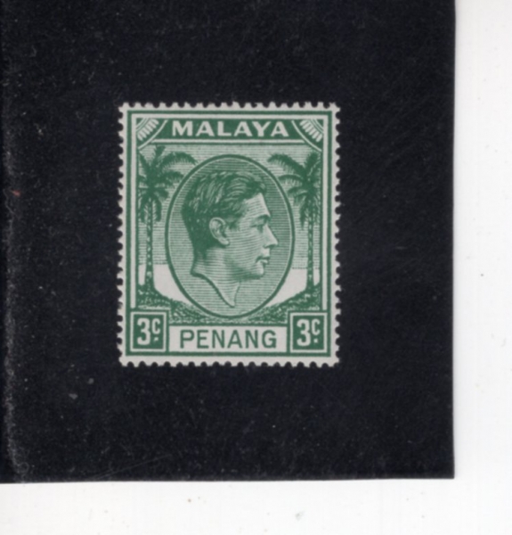 MALAYA-PENANG(�䳶)-#5-3c-KING GEORGE VI AND PALM TREE(���� 6��, ���ڼ�)-1949��