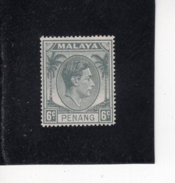 MALAYA-PENANG(�䳶)-#8-6c-KING GEORGE VI AND PALM TREE(���� 6��, ���ڼ�)-1949��