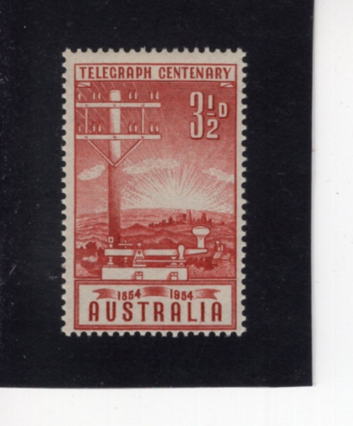 AUSTRALIA(����Ʈ���ϸ���)-#270-3 1/2p-TELEGRAPH POLE AND KEY(���� ���, Ű)-1954.4.7��