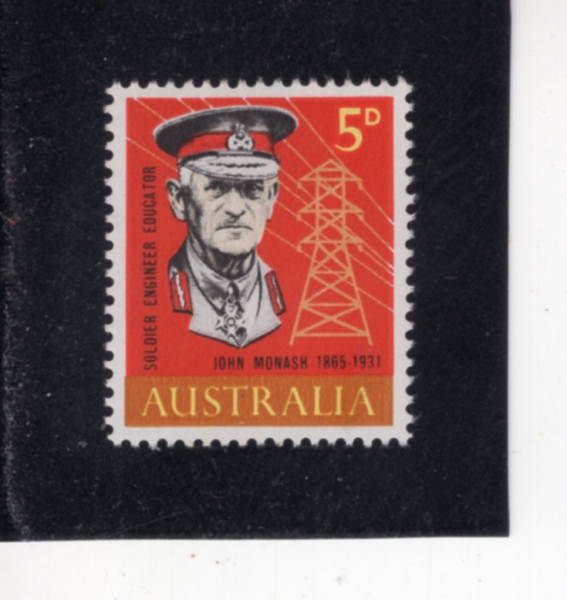 AUSTRALIA(����Ʈ���ϸ���)-#390-5p-JOHN MONASH AND TRANSMISSION TOWER(�� �𳪽�, ����ž)-1965.6.23��