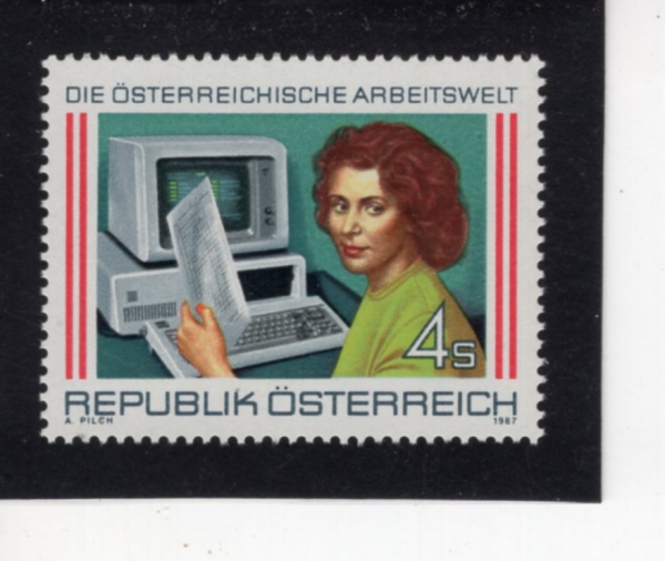 AUSTRIA(����Ʈ����)-#1377-4s-OFFICE WORKER, COMPUTER(�繫�� �ٷ���, ��ǻ��)-1987.10.5��
