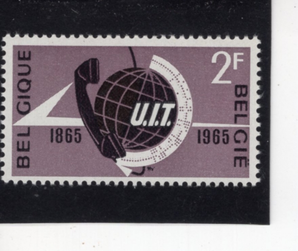 BELGIUM(���⿡)-#629-2fr-TELEPHONE, GLOBE AND TELETYPE PAPER(��ȭ��, ����, ���� Ÿ��)-1965.5.8��