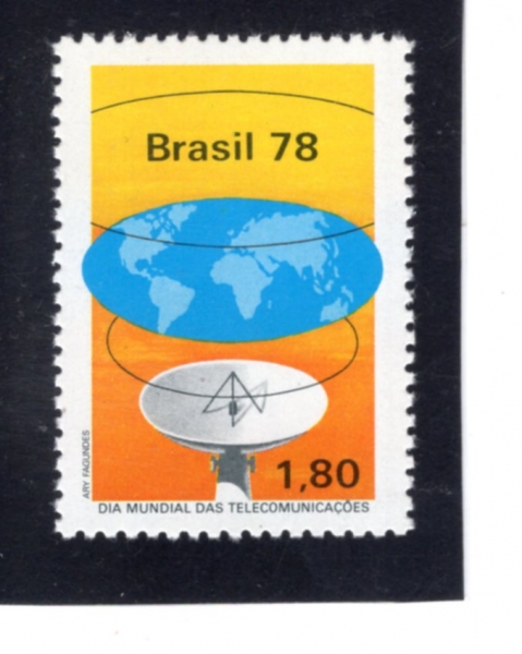 BRAZIL(�����)-#1556-1.80cr-WAVES FROM ANTENNA UNITING WORLD(��������, ���׳����� �� �ĵ�)-1978.5.17��