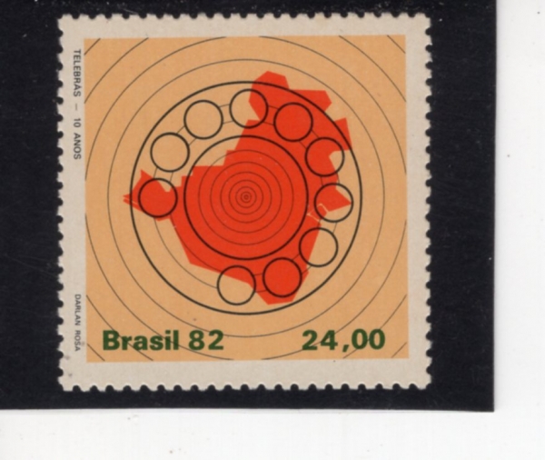 BRAZIL(�����)-#1825-24cr-10TH ANNIV. OF BRAZILIAN TELECOMMUNICATIONS CO.(����� �ڷ��� 10�ֳ�)-1982.11.9��