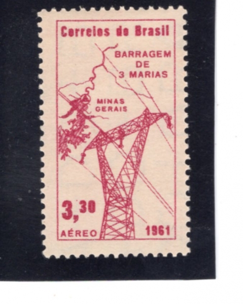 BRAZIL(�����)-#C105-3.30cr-POWER LINE AND MAP(���� ���¼�, ����)-1961.1.20��