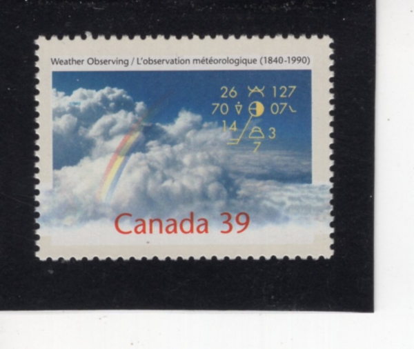 CANADA(ĳ����)-#1287-39c-WEATHER OBSERVATIONS IN CANADA, 150TH ANNIV.(ĳ���� ��� ���� 150�ֳ�)-1990.9.5��