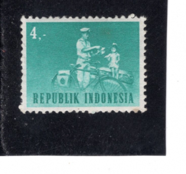 INDONESIA(�ε��׽þ�)-#631-4r-MAILMAN WITH BICYCLE(������ ź ������޺�)-1964��