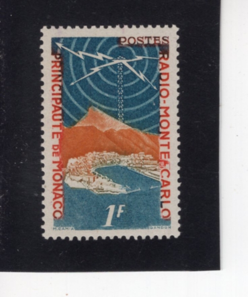 MONACO(����)-#280-1fr-RADIO MONTE CARIO(���� ����ī����)-1951.12.22��