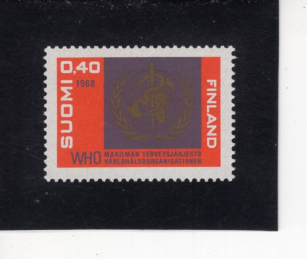 FINLAND(�ɶ���)-#456-40p-WHO EMBLEM(���躸�Ǳⱸ ������)-1968.4.6��