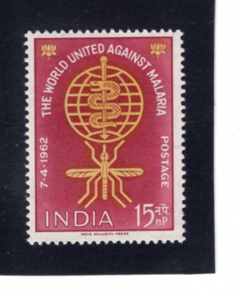 INDIA(�ε�)-#356-15np-MALARIA ERADICATION EMBLEM(���󸮾� �ڸ�)-1962.4.7��
