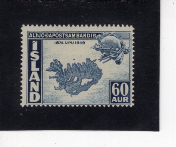 ICELAND(���̽�����)-#255-60a-MAP AND UPU MONUMENT, BERN(����, ������������)-1949.10.9��