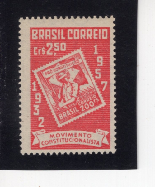 BRAZIL(�����)-#849-2.50cr-STAMP OF 1932 AND 25TH ANNIV. OF THE MOVEMENT FOR A CONSTITUTION(1932�� ��ǥ, ��� � 25�ֳ�)-1957.7.6��