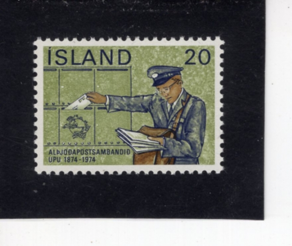 ICELAND(���̽�����)-#475-20k-MAIMAN DELIVERING MAIL, UPU EMBLEM(������޺�, UPU ������)-1974.10.9��