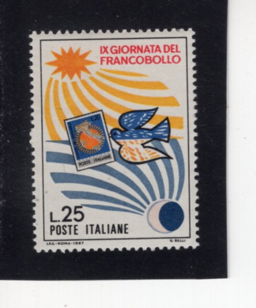 ITALY(��Ż����)-#977-25 I-\"DAY AND NIGHT\" AND PIGEON CARRYING ITALY NO. 924(1967�� ��Ż���� ��ǥ�� ��, ��ѱ�� �Բ� ���� ��)-1967.12.3��