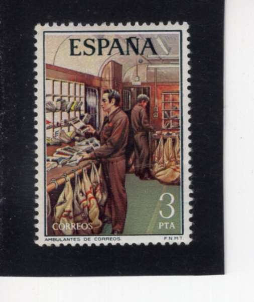 SPAIN(������)-#1954-1p-RAILROAD POST OFFICE(ö�� ��ü��)-1976.6.16��