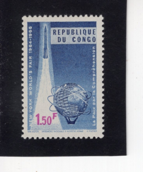 CONGO, DEMOCRATIC REPUBLIC(��� �������ǰ�ȭ��)-#522-1.50fr-ROCKET AND UNISPHERE(����, ���Ͻ��Ǿ�)-1965.3.1��